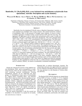 3·H2O, a New Hydrated Iron Molybdenum Oxyhydroxide From