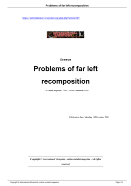 Problems of Far Left Recomposition