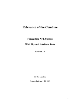 Relevance of the Combine Forecasting NFL