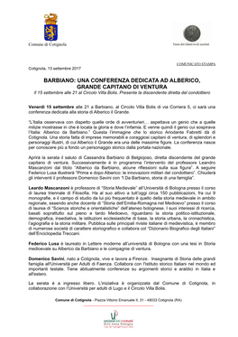 A Barbiano Una Conferenza Dedicata Ad Alberico