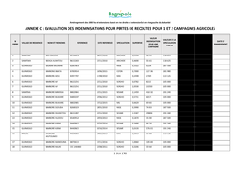 Annexe C : Evaluation Des Indemnisations Pour Pertes De Recoltes Pour 1 Et 2 Campagnes Agricoles