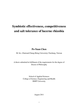 Symbiotic Effectiveness, Competitiveness and Salt Tolerance of Lucerne Rhizobia