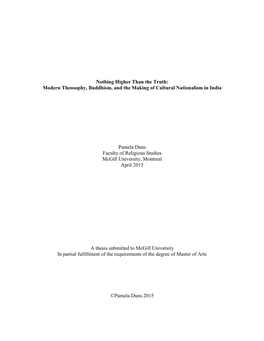 Modern Theosophy, Buddhism, and the Making of Cultural Nationalism in India