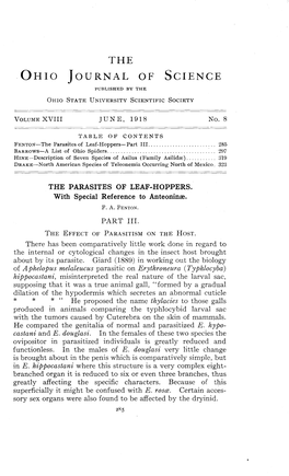 The Parasites of Leaf-Hoppers : with Special Reference to Anteoninae