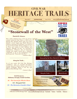 CIVIL WAR HERITAGE TRAILS℠ Alabama March 2017 NEWSLETTER Issue No.56 Southgeorgia Carolina