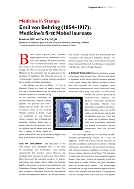 Emil Von Behring (1854–1917): Medicine's First Nobel Laureate