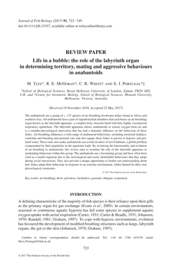 The Role of the Labyrinth Organ in Determining Territory, Mating and Aggressive Behaviours in Anabantoids