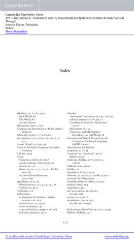 Commerce and Its Discontents in Eighteenth-Century French Political Thought Anoush Fraser Terjanian Index More Information