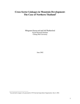 Cross-Sector Linkages in Mountain Development: the Case of Northern Thailand1