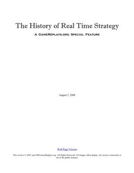 The History of Real Time Strategy