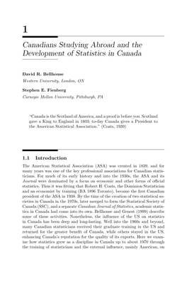 Canadians Studying Abroad and the Development of Statistics in Canada