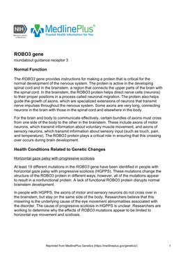 ROBO3 Gene Roundabout Guidance Receptor 3