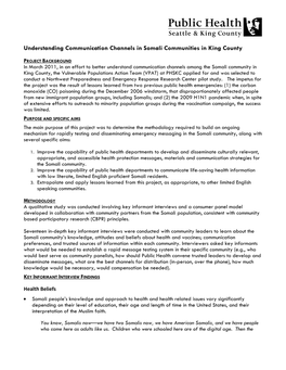 Understanding Communication Channels in Somali Communities in King County