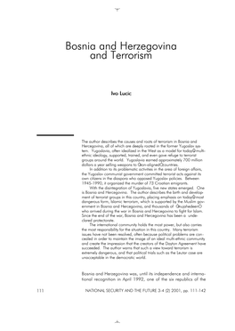 Bosnia and Herzegovina and Terrorism