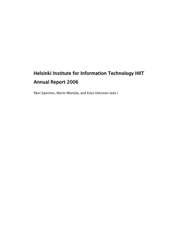 Helsinki Institute for Information Technology HIIT Annual Report 2006