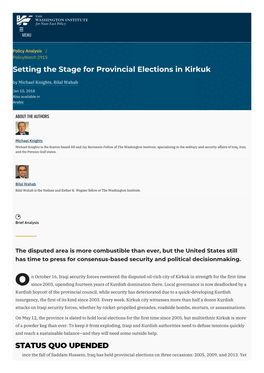 Setting the Stage for Provincial Elections in Kirkuk | the Washington Institute
