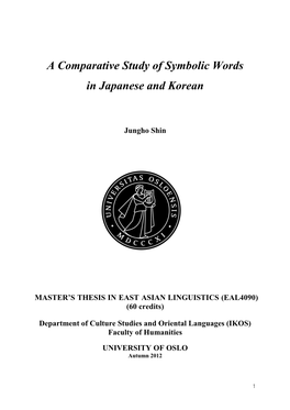 A Comparative Study of Symbolic Words in Japanese and Korean