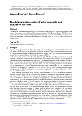 The Decimal Metric System: Facing Scientists and Population in France