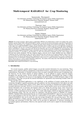 Multi-Temporal RADARSAT for Crop Monitoring