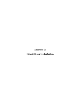 Appendix D: Historic Resources Evaluation