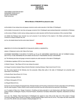 ANSWERED ON:08.09.2011 GAUGE CONVERSION Patle Kamla Devi