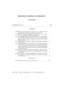 Romanian Journal of Biology1 Zoology