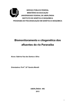 Biomonitoramento E Citogenética Dos Afluentes Do Rio Paranaíba