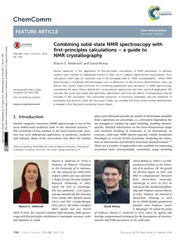 Combining Solid-State NMR Spectroscopy with First-Principles Calculations – a Guide to Cite This: Chem