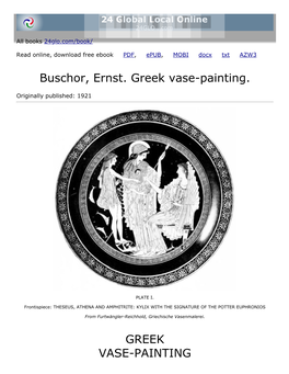 Buschor, Ernst. Greek Vase-Painting