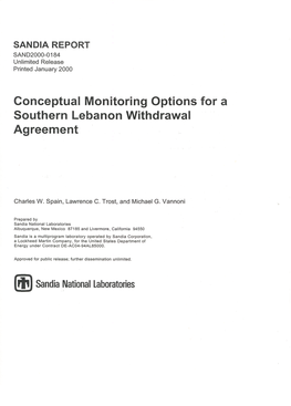 Conceptual Monitoring Options for a Southern Lebanon Withdrawal Agreement