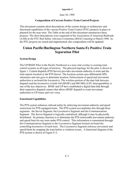 Union Pacific/Burlington Northern Santa Fe Positive Train Separation Pilot