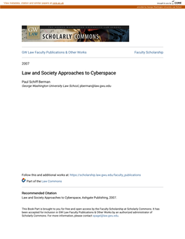 Law and Society Approaches to Cyberspace