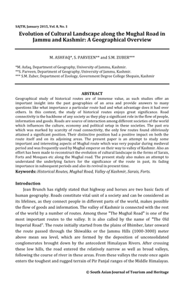 Evolution of Cultural Landscape Along the Mughal Road in Jammu and Kashmir a Geographical Overview