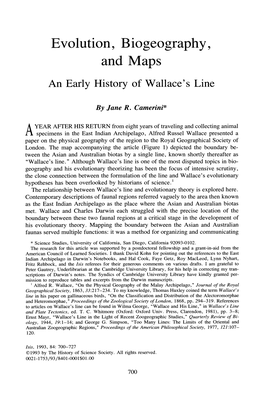 Evolution, Biogeography, and Maps: an Early History of Wallace's Line