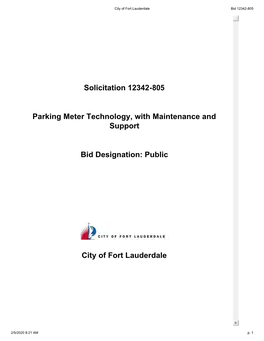 Solicitation 12342-805 Parking Meter Technology, with Maintenance And