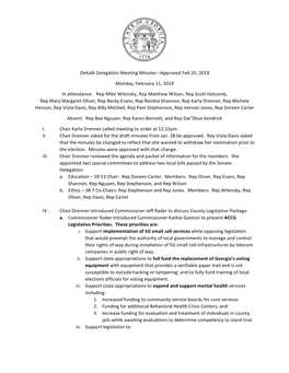 Dekalb Delegation Meeting Minutes –Approved Feb 20, 2019