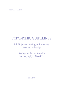 Toponymic Guidelines