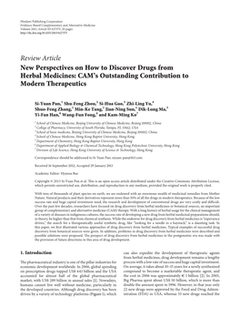 New Perspectives on How to Discover Drugs from Herbal Medicines: CAM’S Outstanding Contribution to Modern Therapeutics