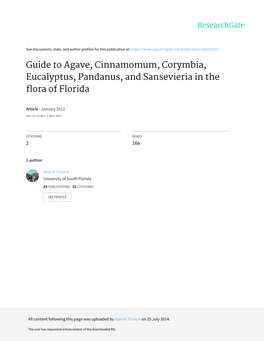 Guide to Agave, Cinnamomum, Corymbia, Eucalyptus, Pandanus, and Sansevieria in the Flora of Florida