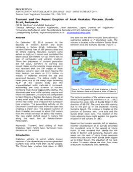 Tsunami and the Recent Eruption of Anak Krakatau Volcano, Sunda Strait, Indonesia Hill G