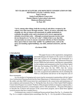 TEN YEARS of SCULPTURE and MONUMENT CONSERVATION on the MINNESOTA STATE CAPITOL MALL Paul S