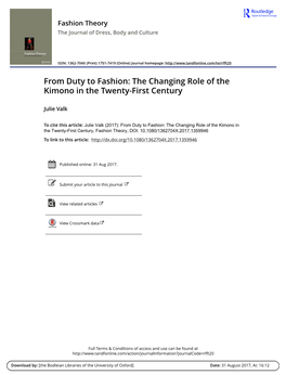 The Changing Role of the Kimono in the Twenty-First Century