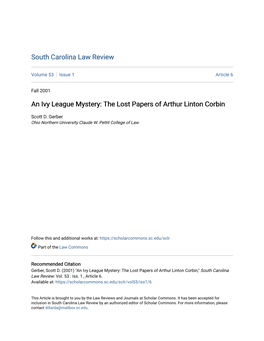 The Lost Papers of Arthur Linton Corbin