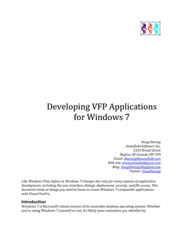Developing VFP Applications for Windows 7