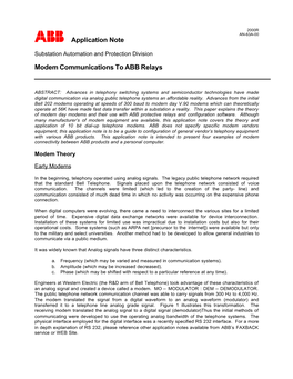 Modem Communications to ABB Relays