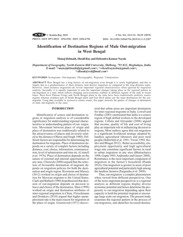 Identification of Destination Regions of Male Out-Migration in West Bengal