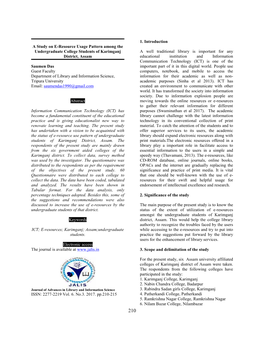 A Study on E-Resource Usage Pattern Among the Undergraduate College