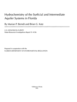 Hydrochemistry of the Surficial and Intermediate Aquifer Systems in Florida