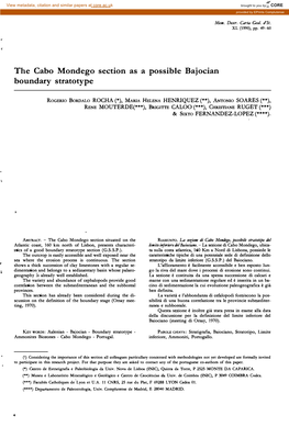 The Cabo Mondego Section As a Possible Bajocian Boundary Stratotype