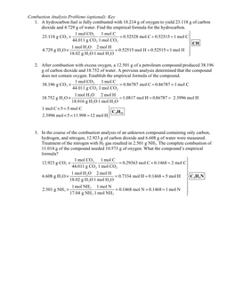 Combustion Analysis Extra Problems